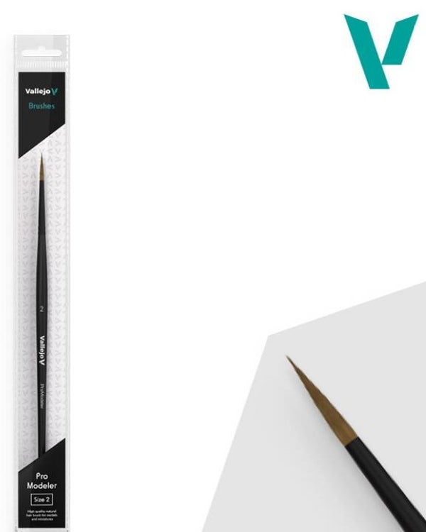 VALLEJO : BRUSH : REF : VALB01002 : PRO MODELER : Natural Hair Round Brush No. 2