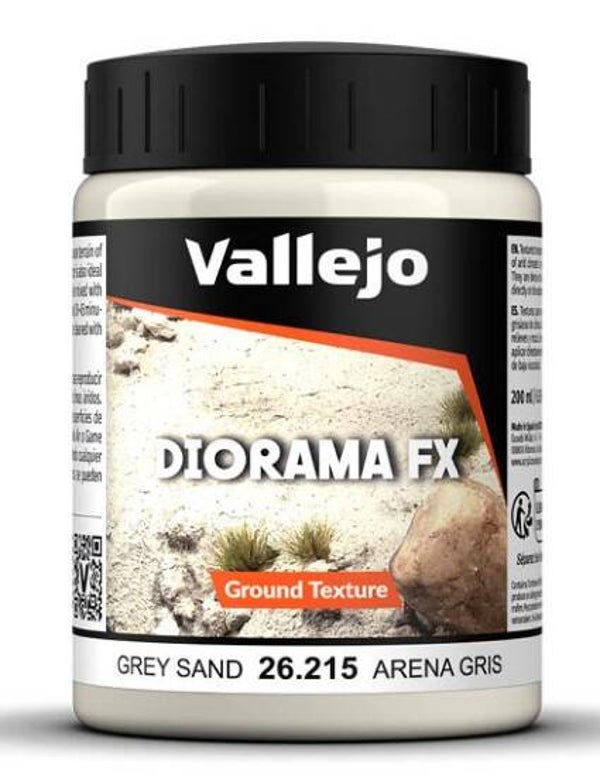 VALLEJO : REF : VAL26215 : DIORAMA EFFECTS : FX SERIE : GROUND TEXTURES : Grey Sand (200 ml)