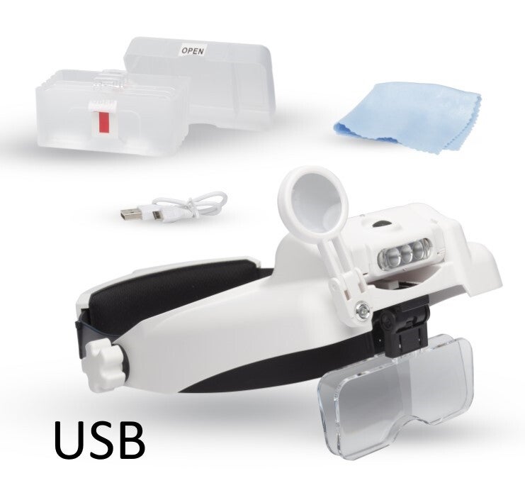 SHESTO : (LIGHTCRAFT) : REF : LC1769USB : HEADBAND MAGNIFIER (LOUPE SERRE-TETE) : Kit LED with Bi-Plate Magnification / Kit avec Grossissement à Deux Plaques (USB !)