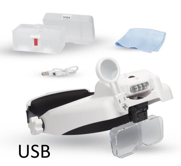 SHESTO : (LIGHTCRAFT) : REF : LC1769USB : HEADBAND MAGNIFIER (LOUPE SERRE-TETE) : Kit LED with Bi-Plate Magnification / Kit avec Grossissement à Deux Plaques (USB !)