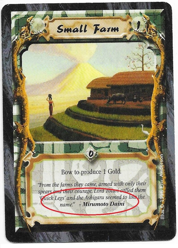 L5R : HOLDING : Small Farm V.1 ("Signature Up") (Anvil of Despair R.C. (AoD)) - "FIXED REPRINT"