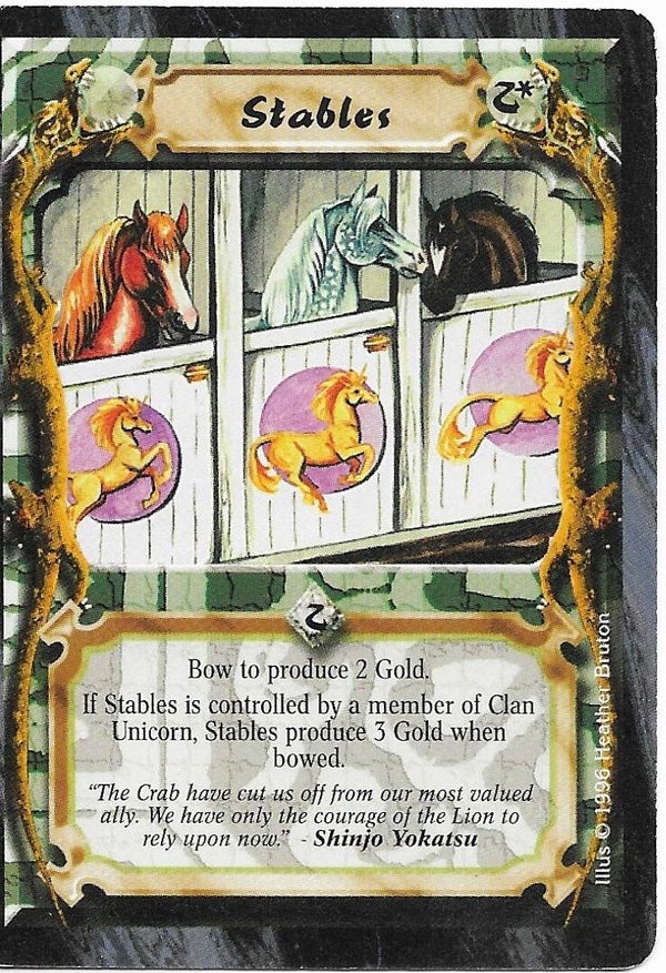 L5R : HOLDING : Stables ("Signature Up") (Anvil of Despair R.C. (AoD)) - "FIXED REPRINT"