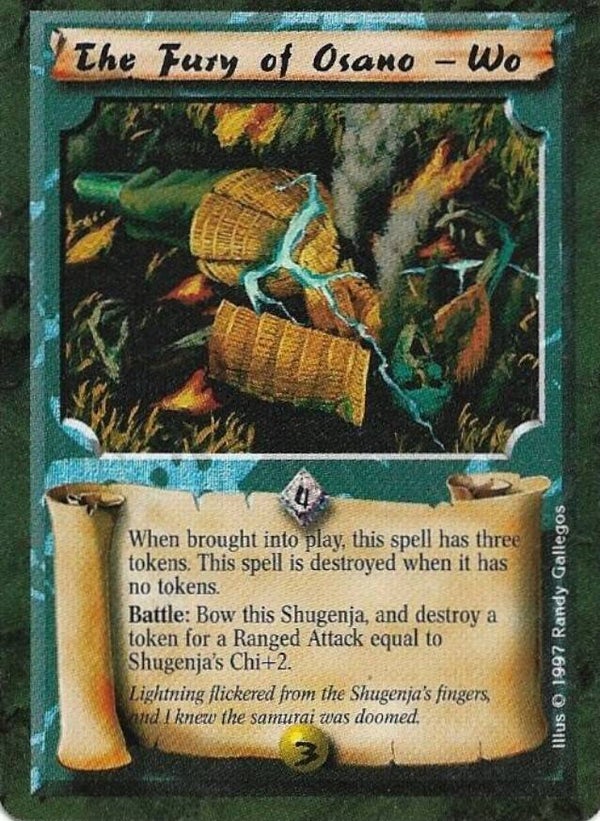 L5R : SPELL : The Fury of Osano-Wo (Crimson and Jade R.C. (CaJ)) - "FIXED REPRINT"
