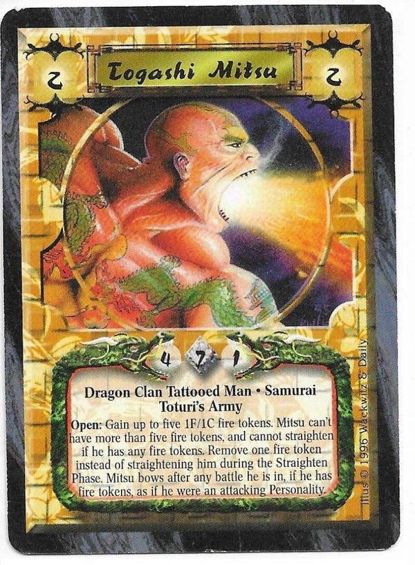 L5R : CLAN : B.O.S. / DRAGON / TOTURI'S ARMY : Togashi Mitsu (Anvil of Despair R.C. (AoD)) - "FIXED REPRINT"