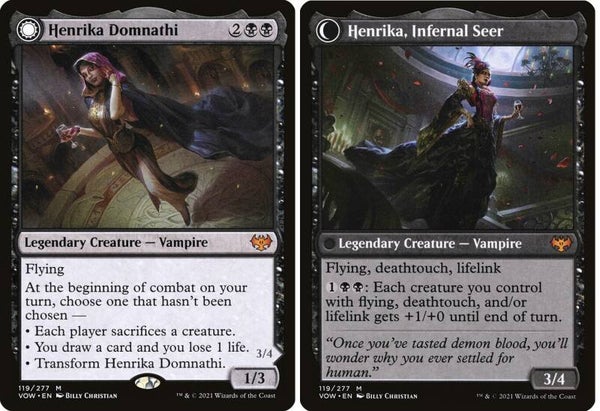 Magic : The Gathering (MTG) : Henrika Domnathi / Henrika, Infernal Seer (Innistrad : Crimson Vow (VOW)) - M