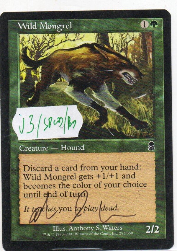Magic : The Gathering (MTG) : Wild Mongrel - (Odyssey) - C (SIGNED ANTHONY S. WATERS) V.3 (SPLD-PLD)