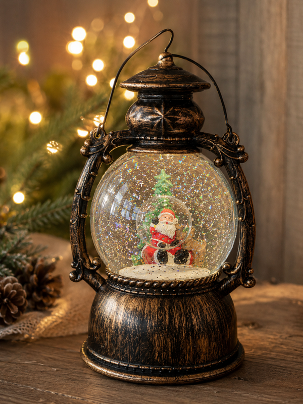 Lanterne Boule de Neige Lumineuse de Noël – Le Voyage de Santa
