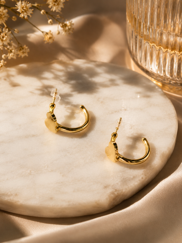 Boucles d'Oreilles Créoles Cœur Dorées – Amalia