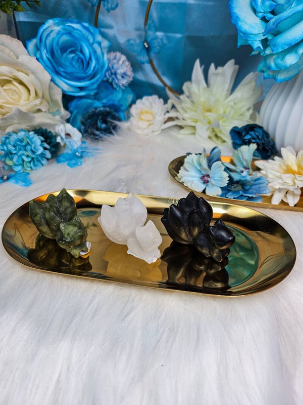 Fuchs aus Jade, Bergkristall & Obsidian