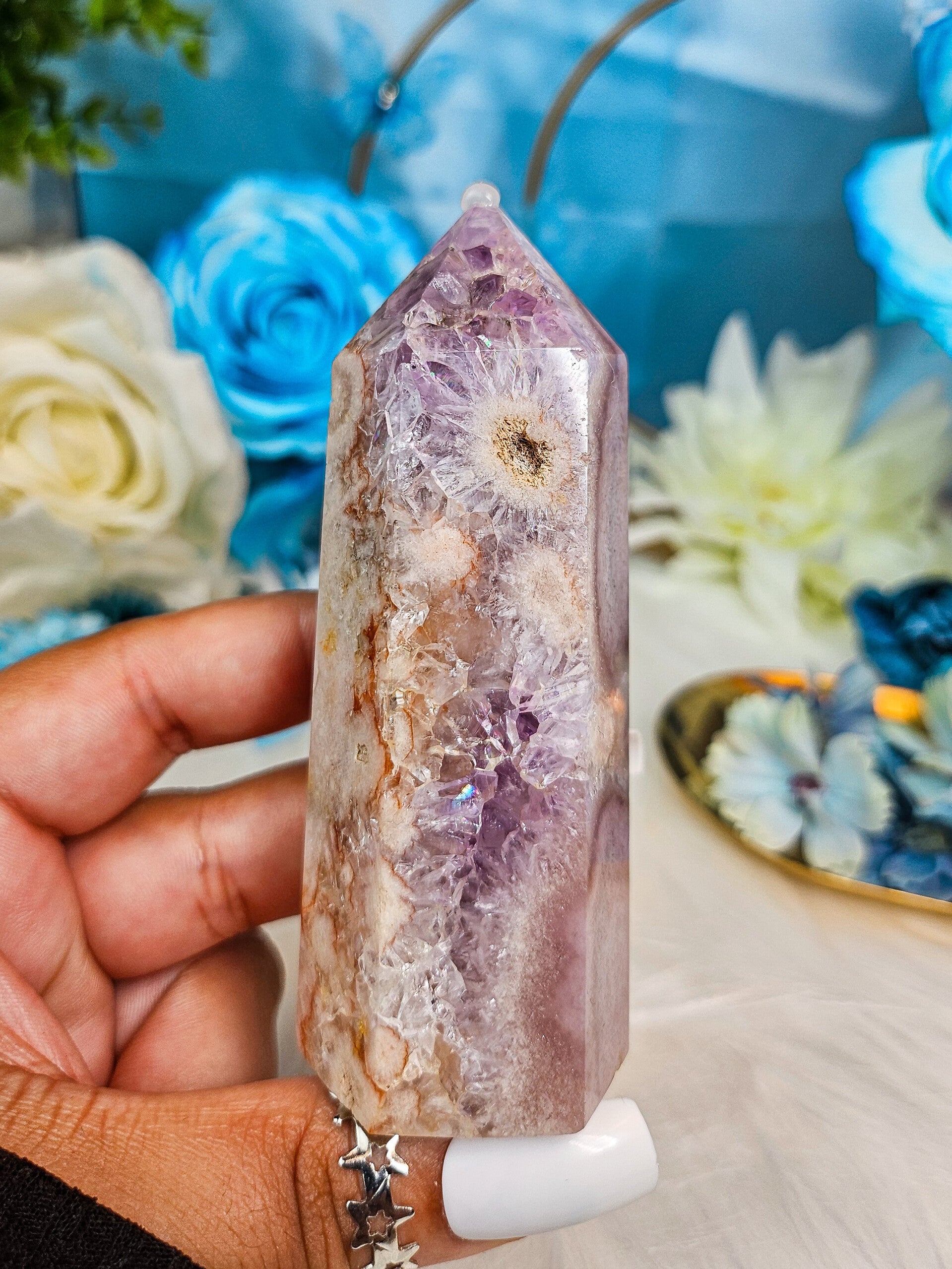 Pink Amethyst Blumenachat Turm Highquality
