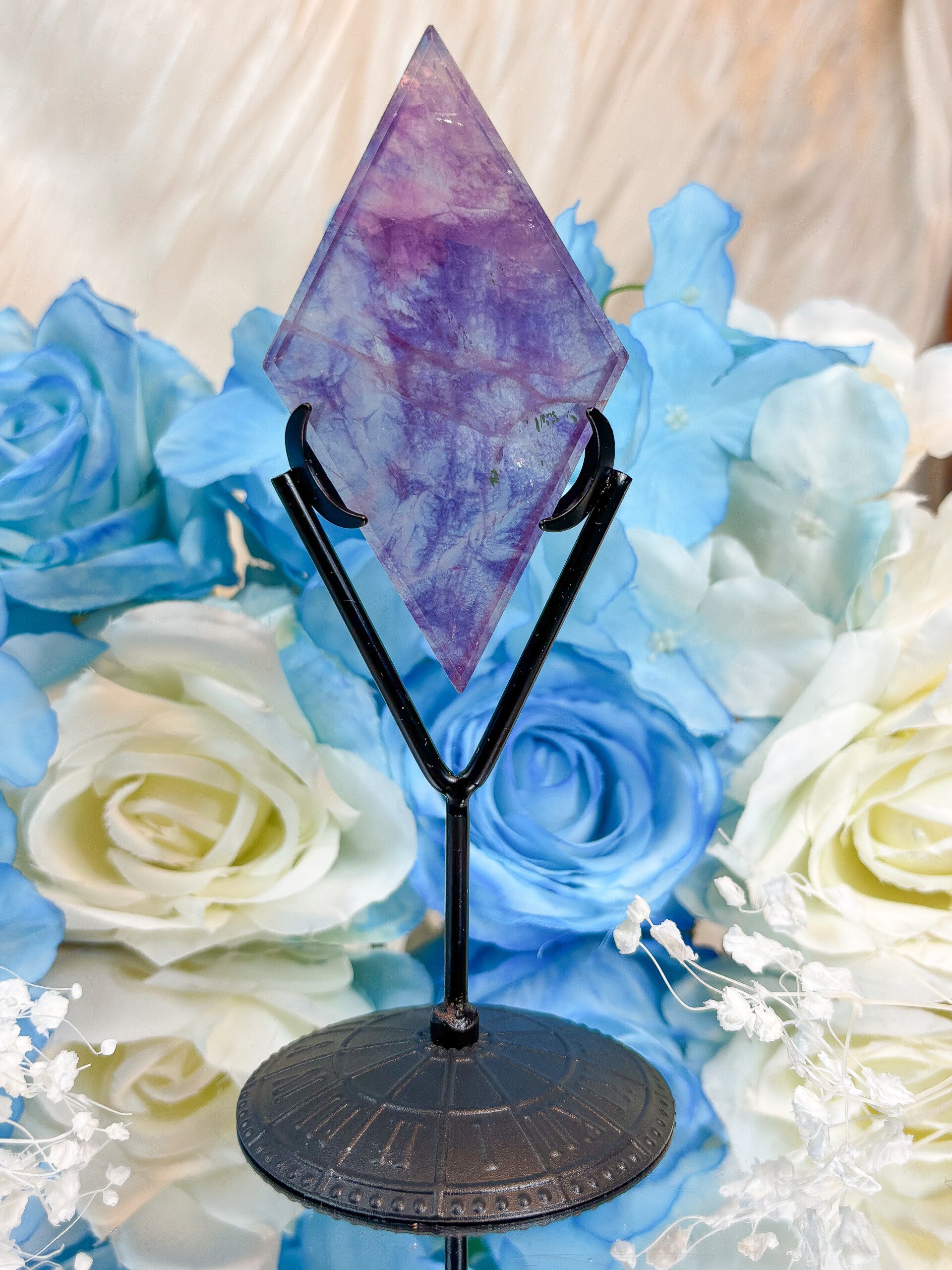 Fluorit Diamant mit Halterung
