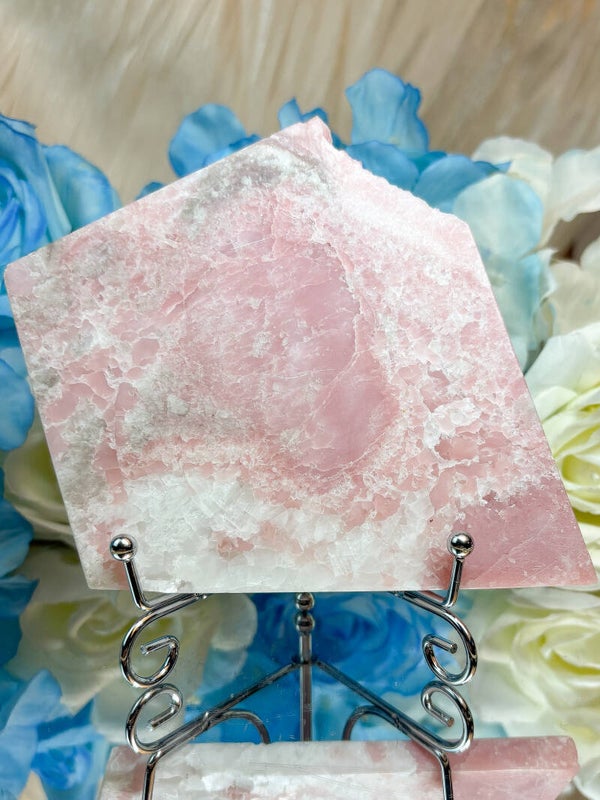 Pink Opal Platte mit Halterung