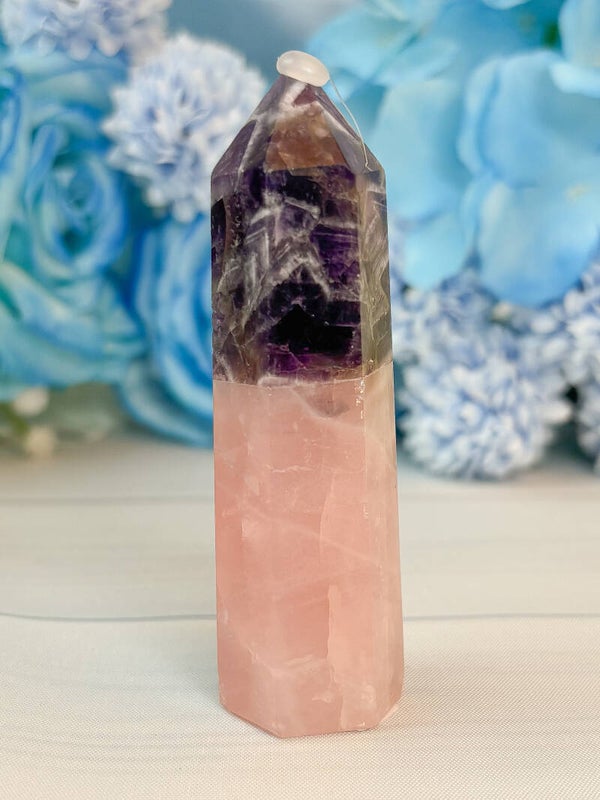 Amethyst-Rosenquarz Turm B-Ware