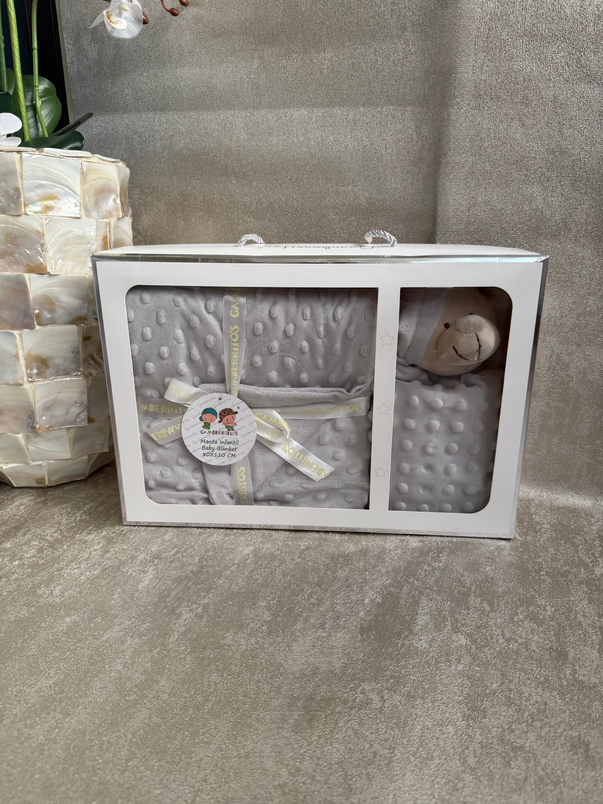 Cadeauset noppen beer grijs