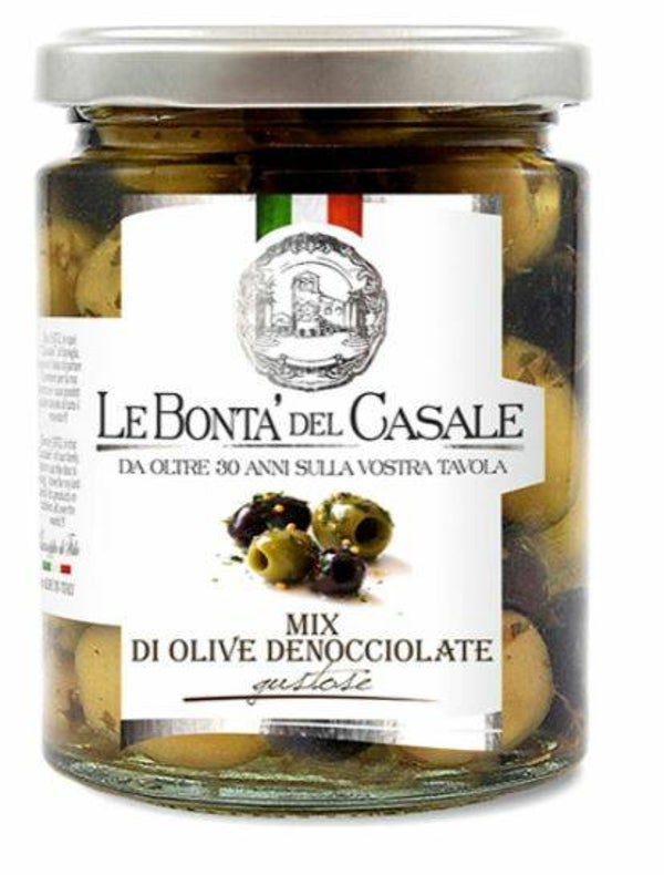 Ontpitte zwarte & groene olijven - 270 gr