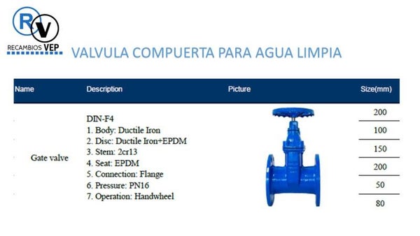 VALVULA COMPUERTA PN16