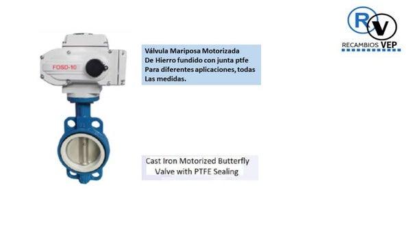 VALVULA MARIPOSA ELECTRICA, MOTORIZADA PTFE