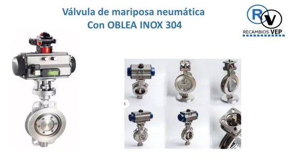 VALVULA MARIPOSA NEUMATICA INOX 304 CON OBLEA