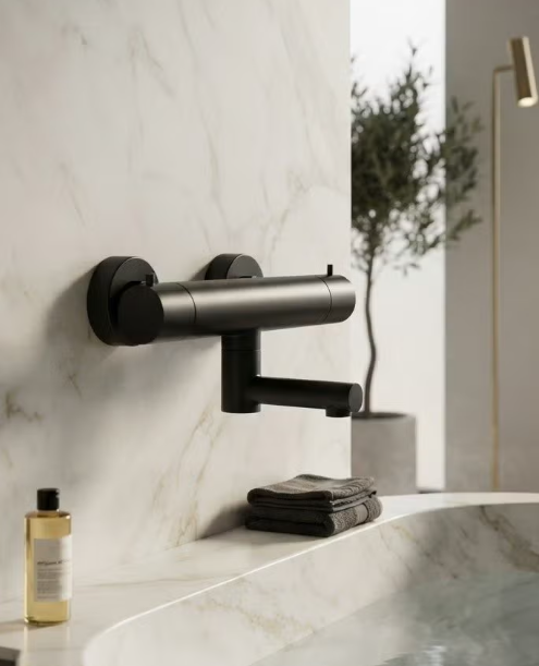 Hotbath Cobber Thermostatische Badmengkraan Mat Zwart