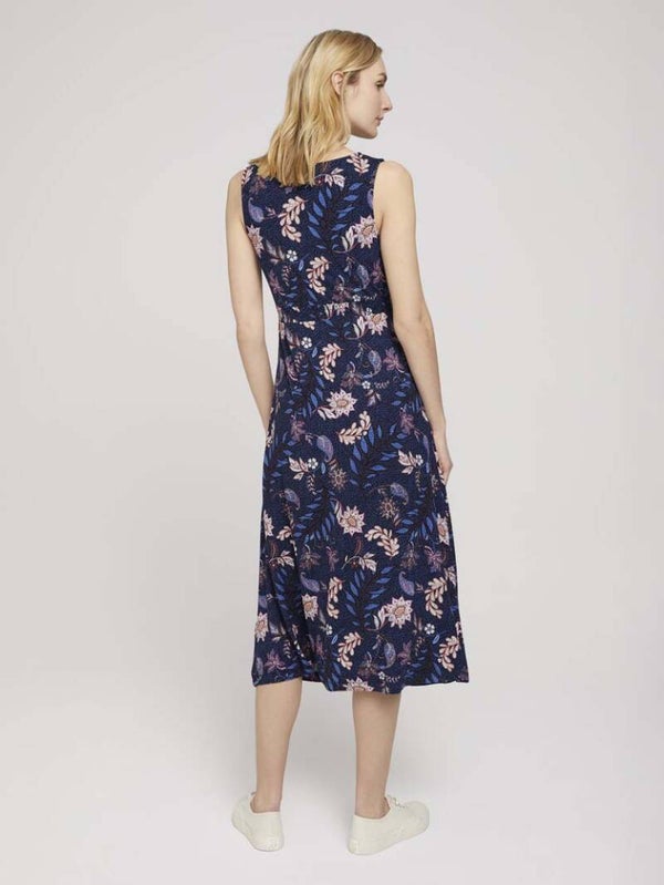 ÄRMELLOSES MIDIDRESS MET PATROON