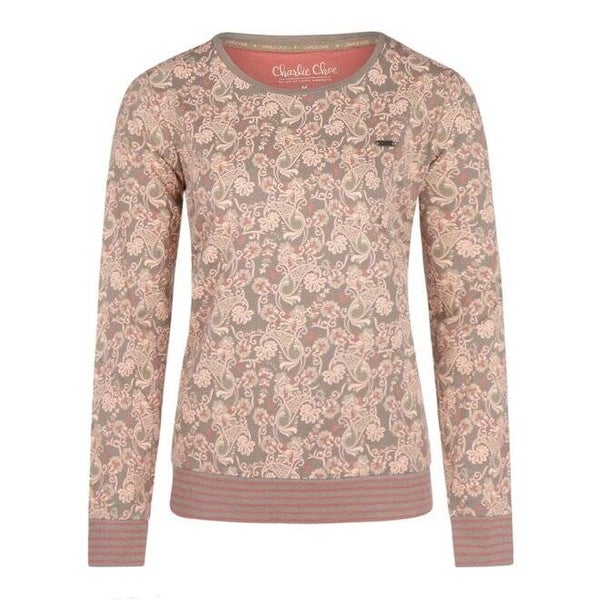 Charlie Choe Dames Pyjama Shirt Pullover Grijsbruin