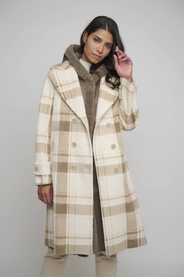 RAKIA LONG DOUBLE BREASTED FAUX FUR COAT