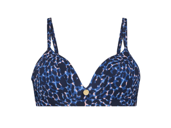 TRIANGLE BIKINITOP NAVY LEOPARD