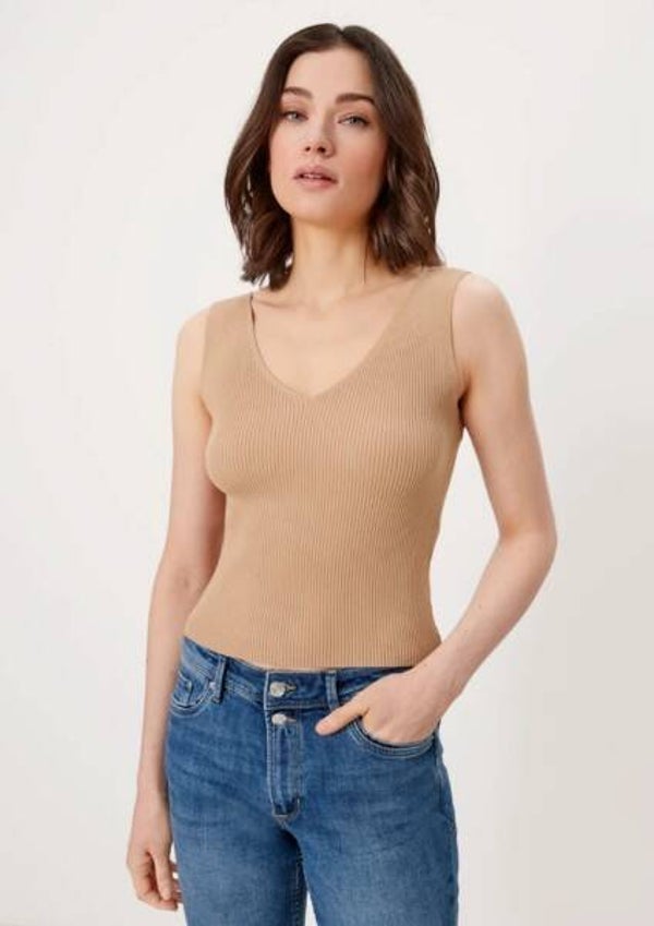 Gebreide top met ribstructuur