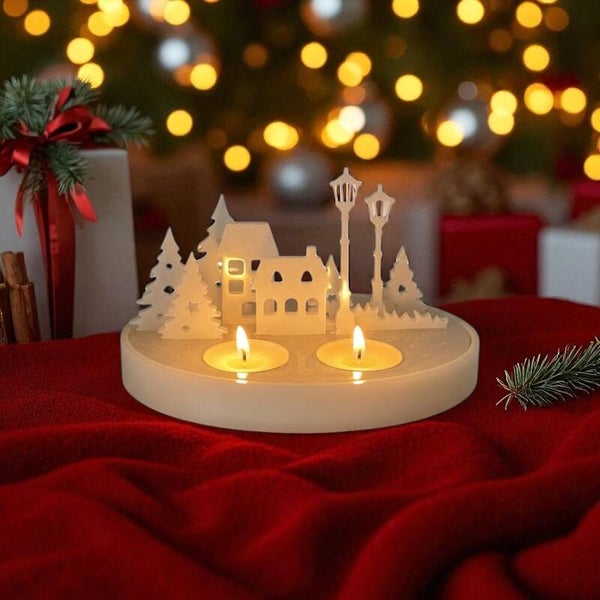 Kerstdorp waxinelichthouder