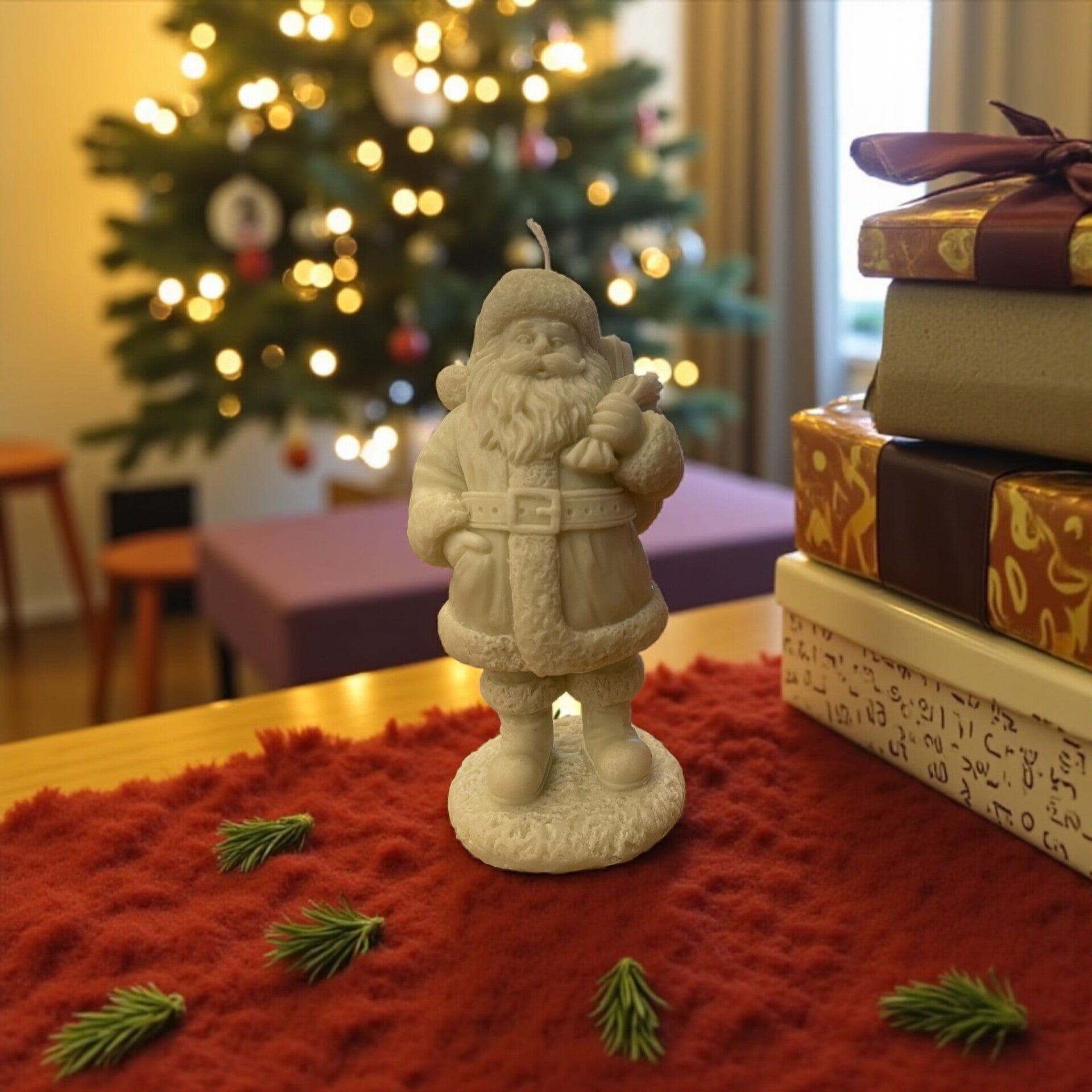 Ambachtelijke Kerstman Kaars van Sojawas – De Ultieme Blikvanger