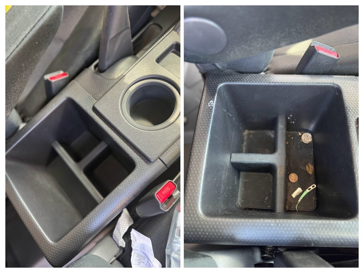Cupholder before and after