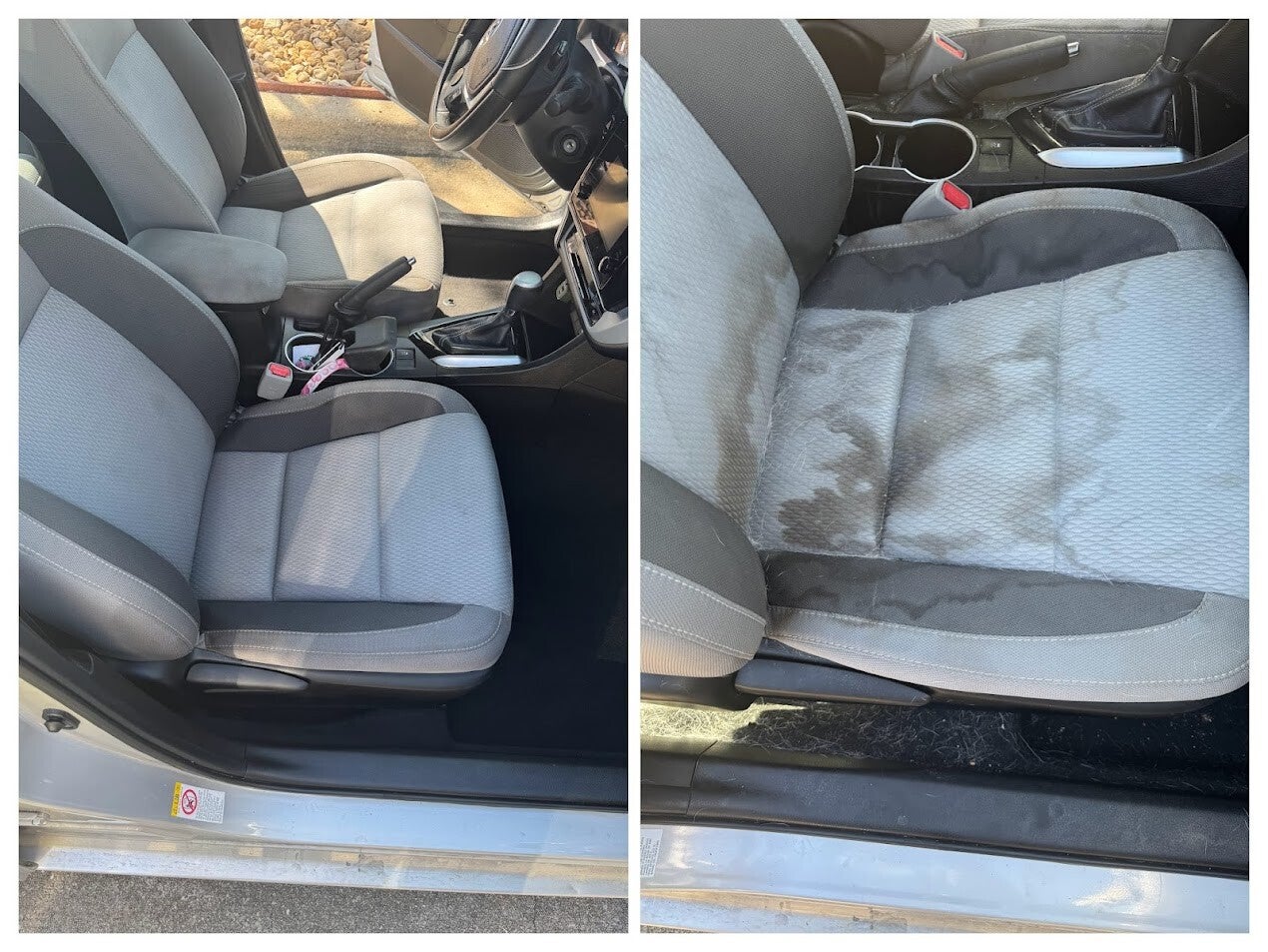 Seat stain before and after
