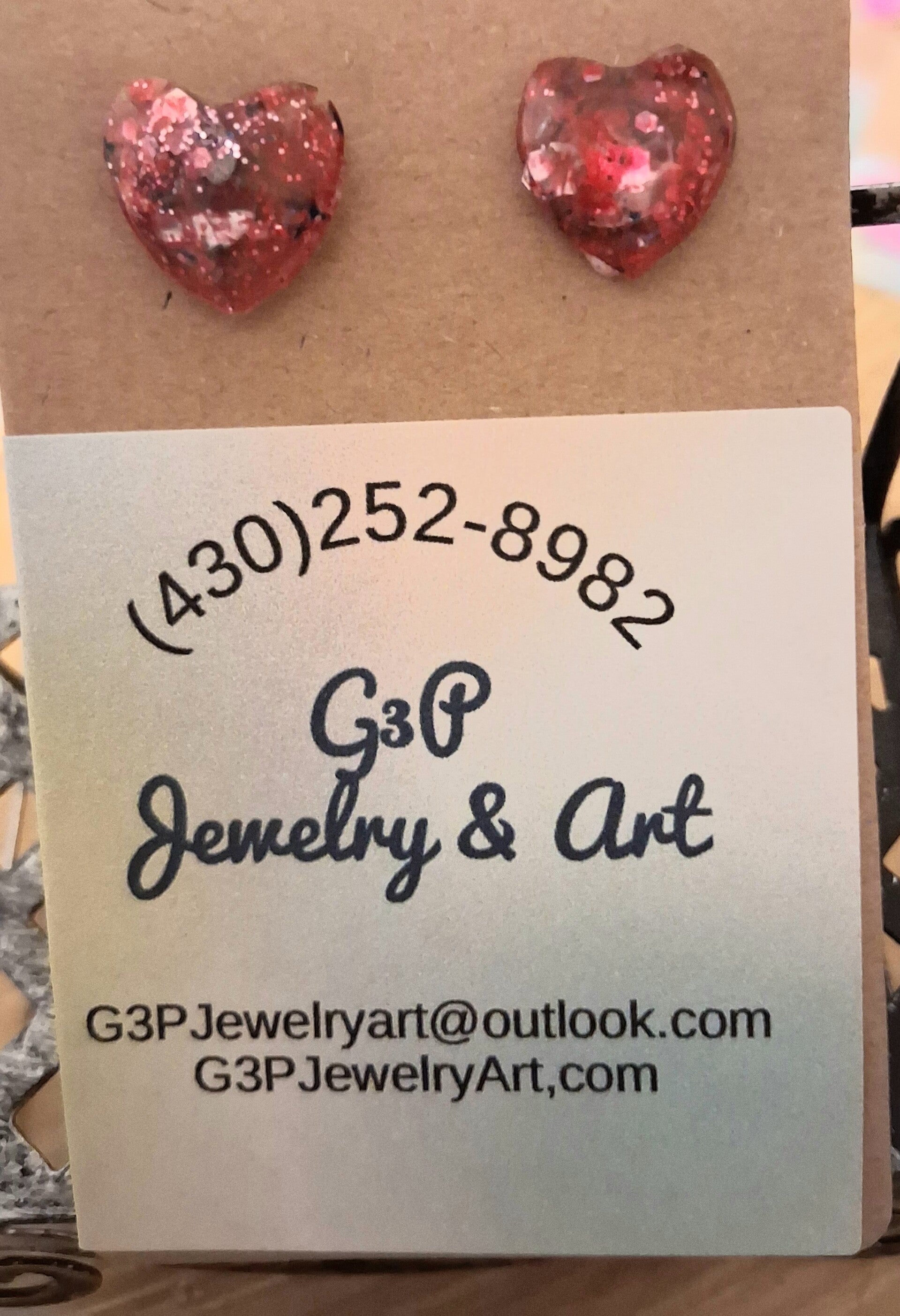 Pinkish red heart earrings
