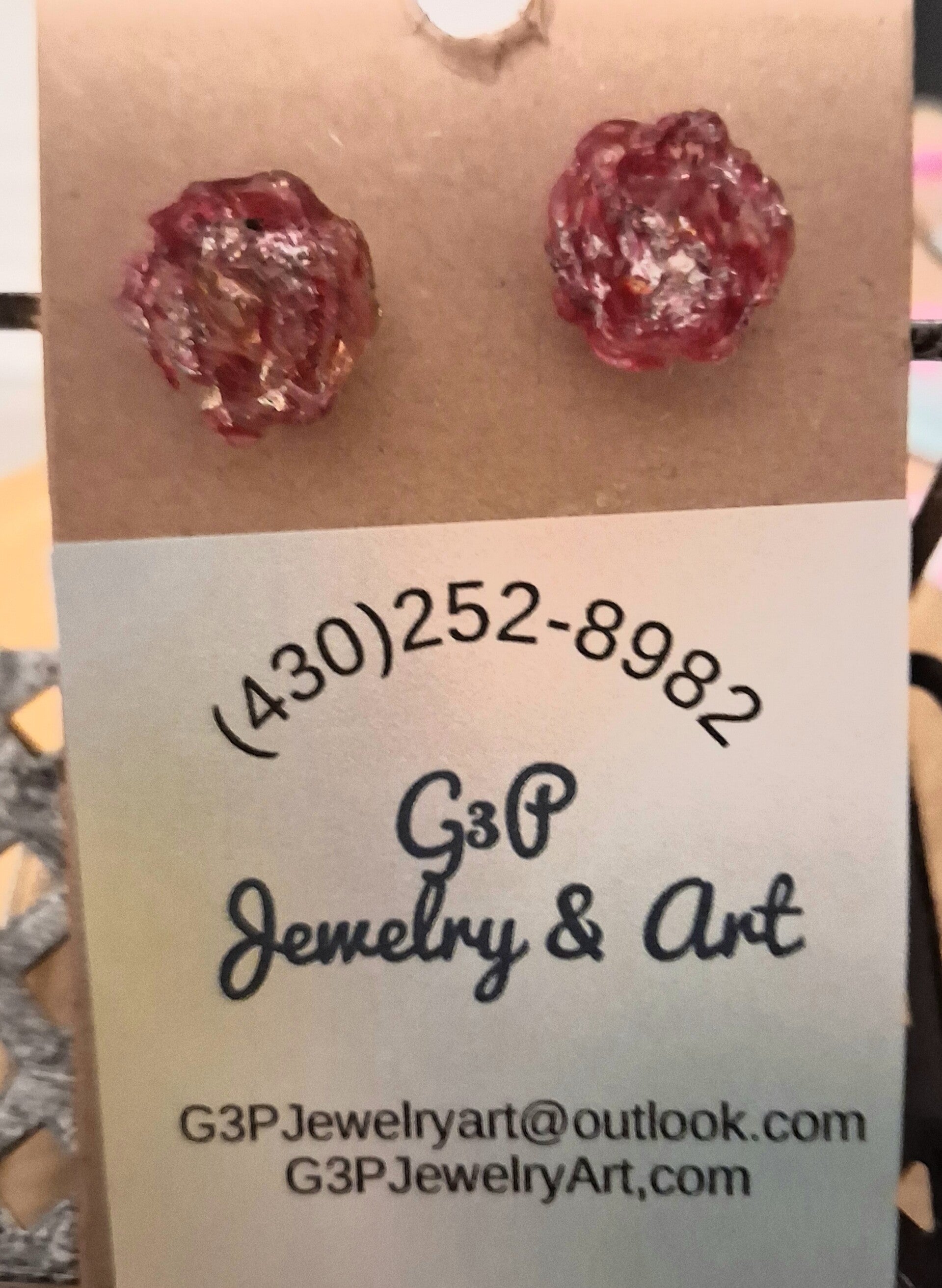 Pink and gold flower earrings