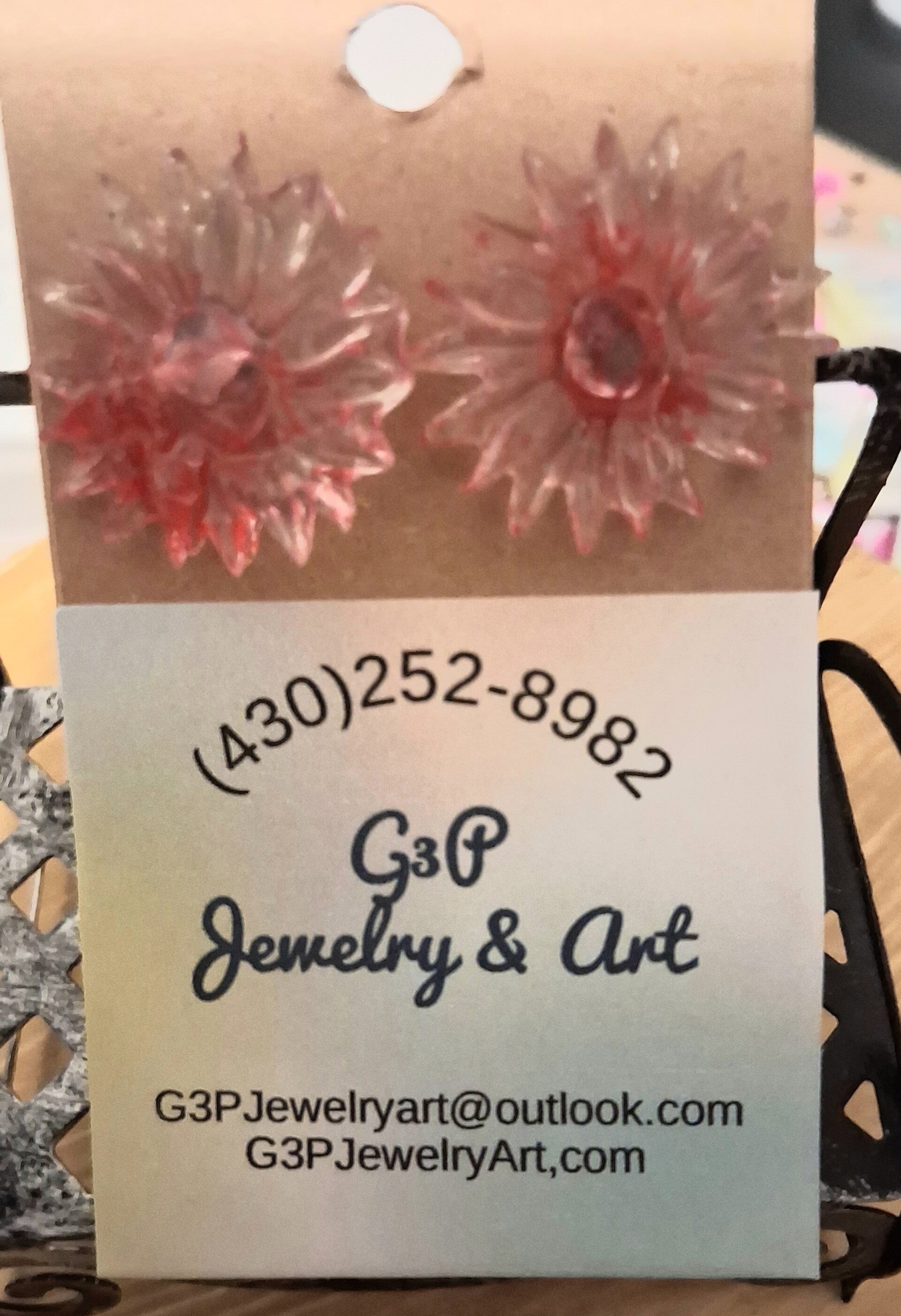 Pink sunburst earrings