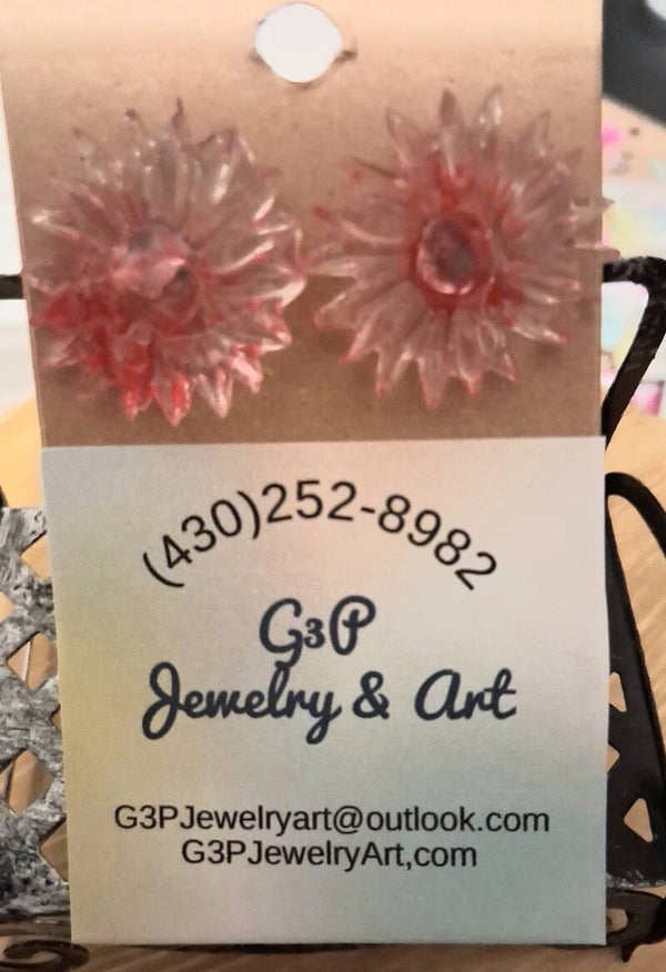 Pink sunburst earrings