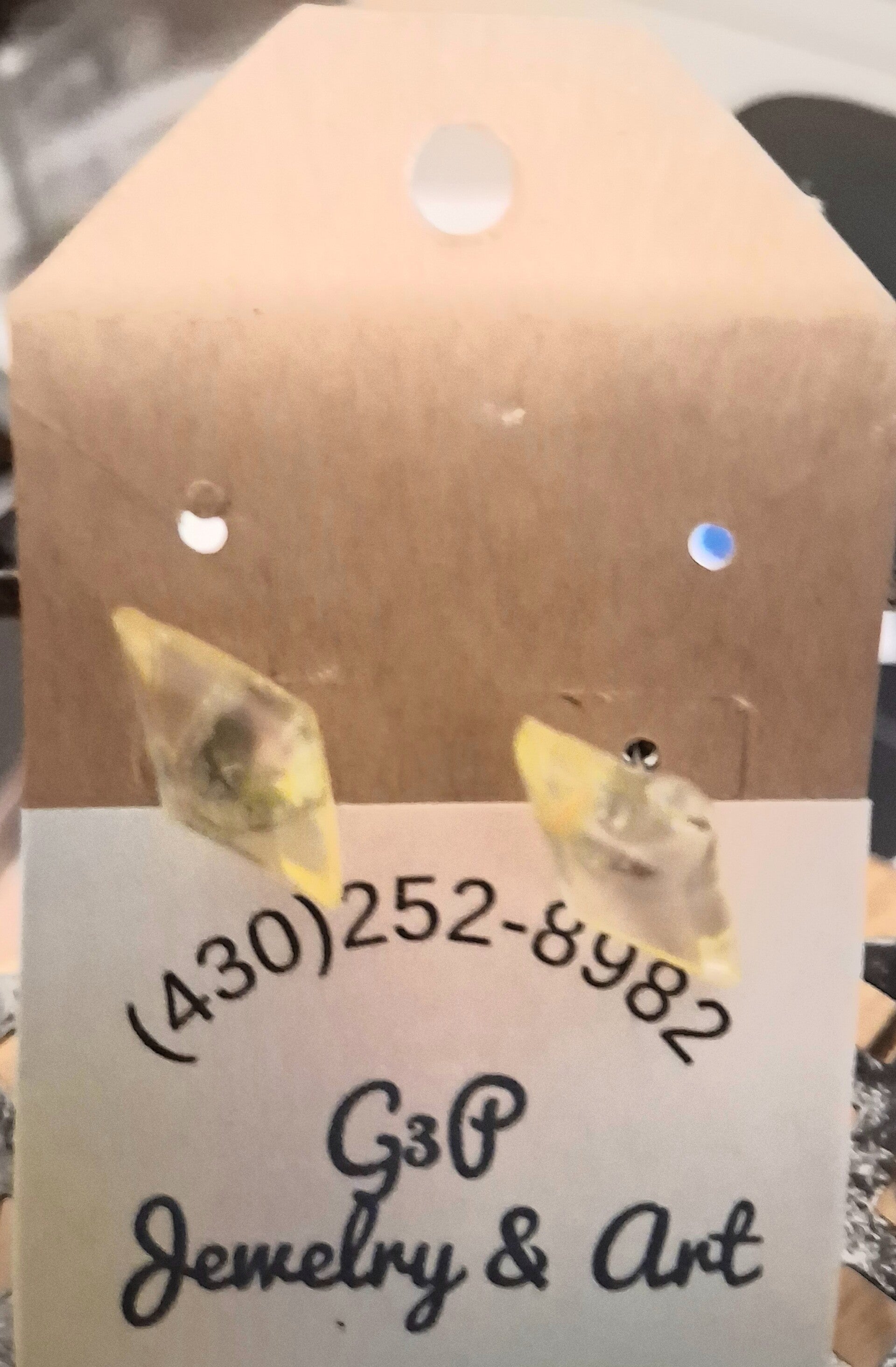 Yellow diamond shape earrings