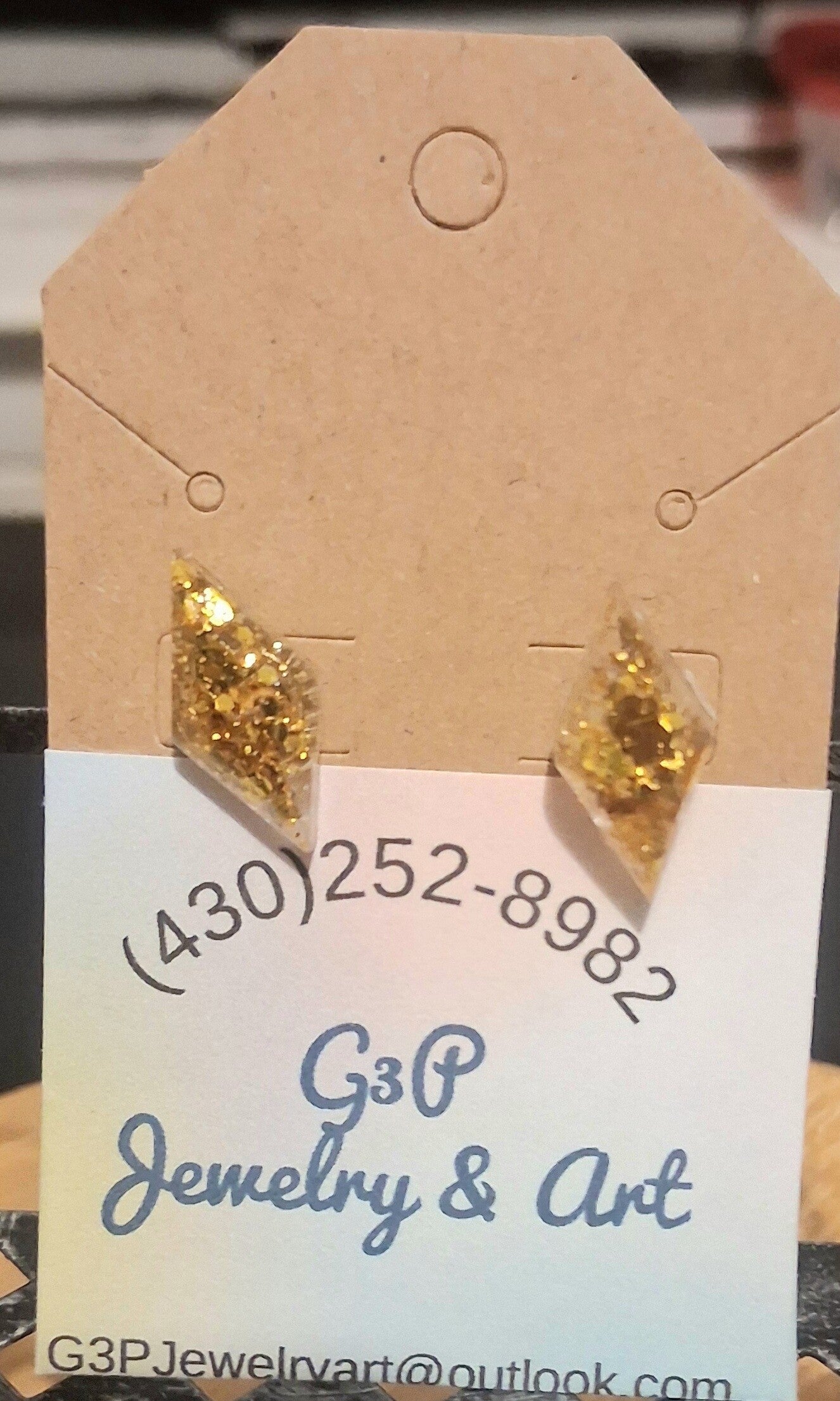 Gold diamond shape earrings