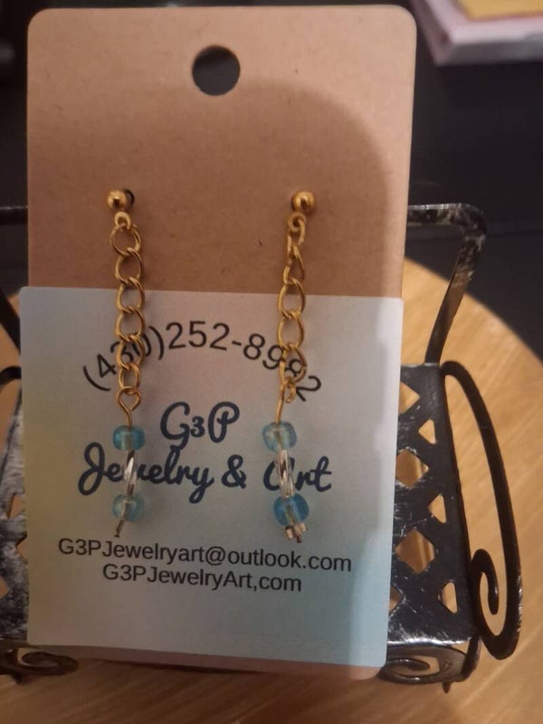 Blue dangle earring