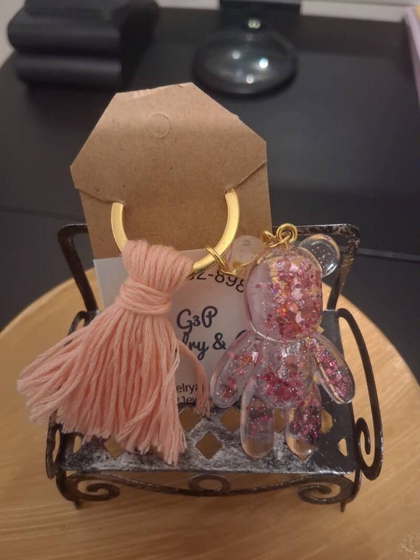 Clear bear with glitter and tassel kitchen