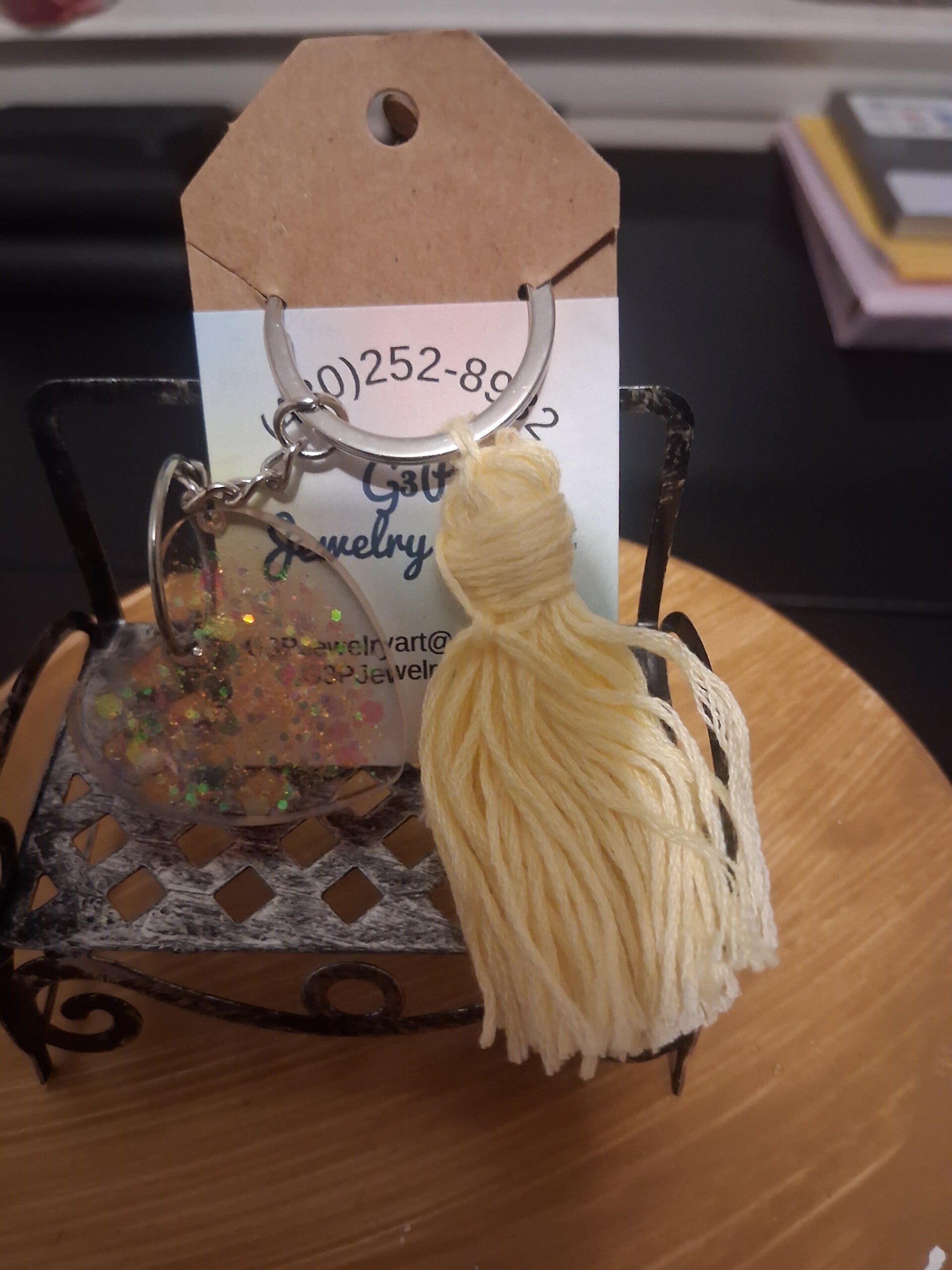 Heart & tassel keyring