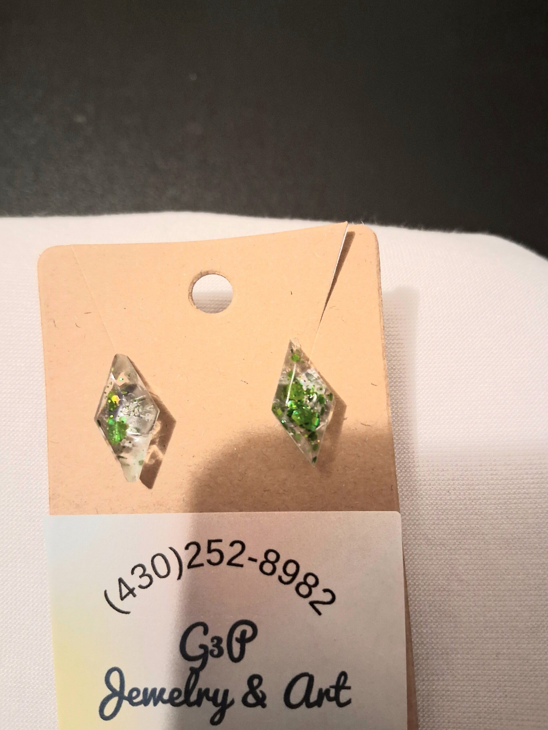 Green diamond earrings