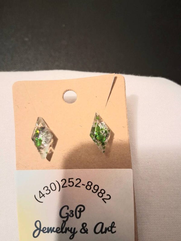 Green diamond earrings