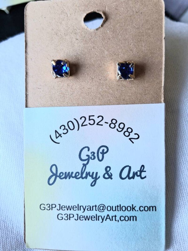 Blue rhinestone earrings