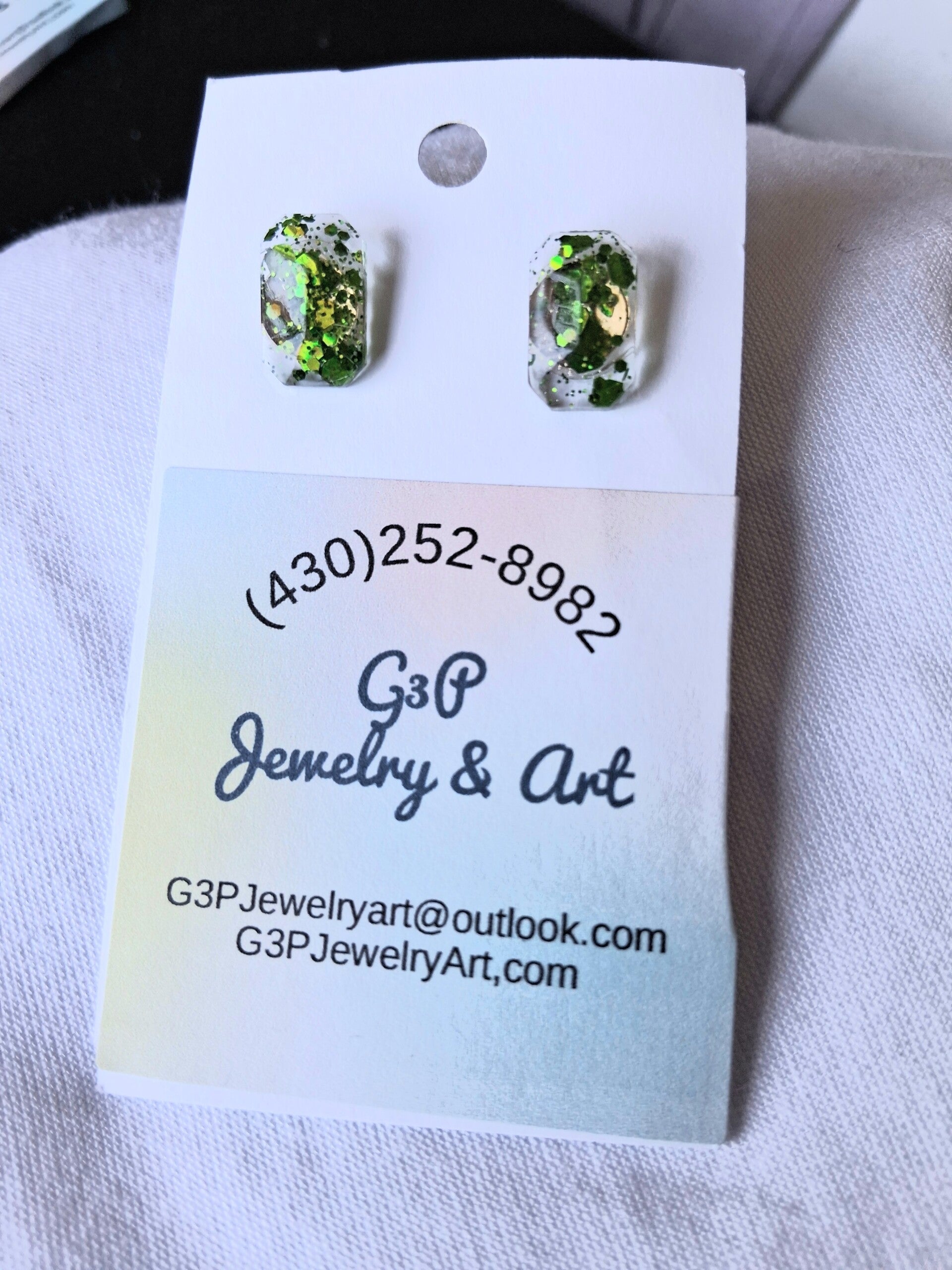 Oblong Green Earrings