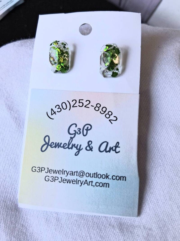 Oblong Green Earrings