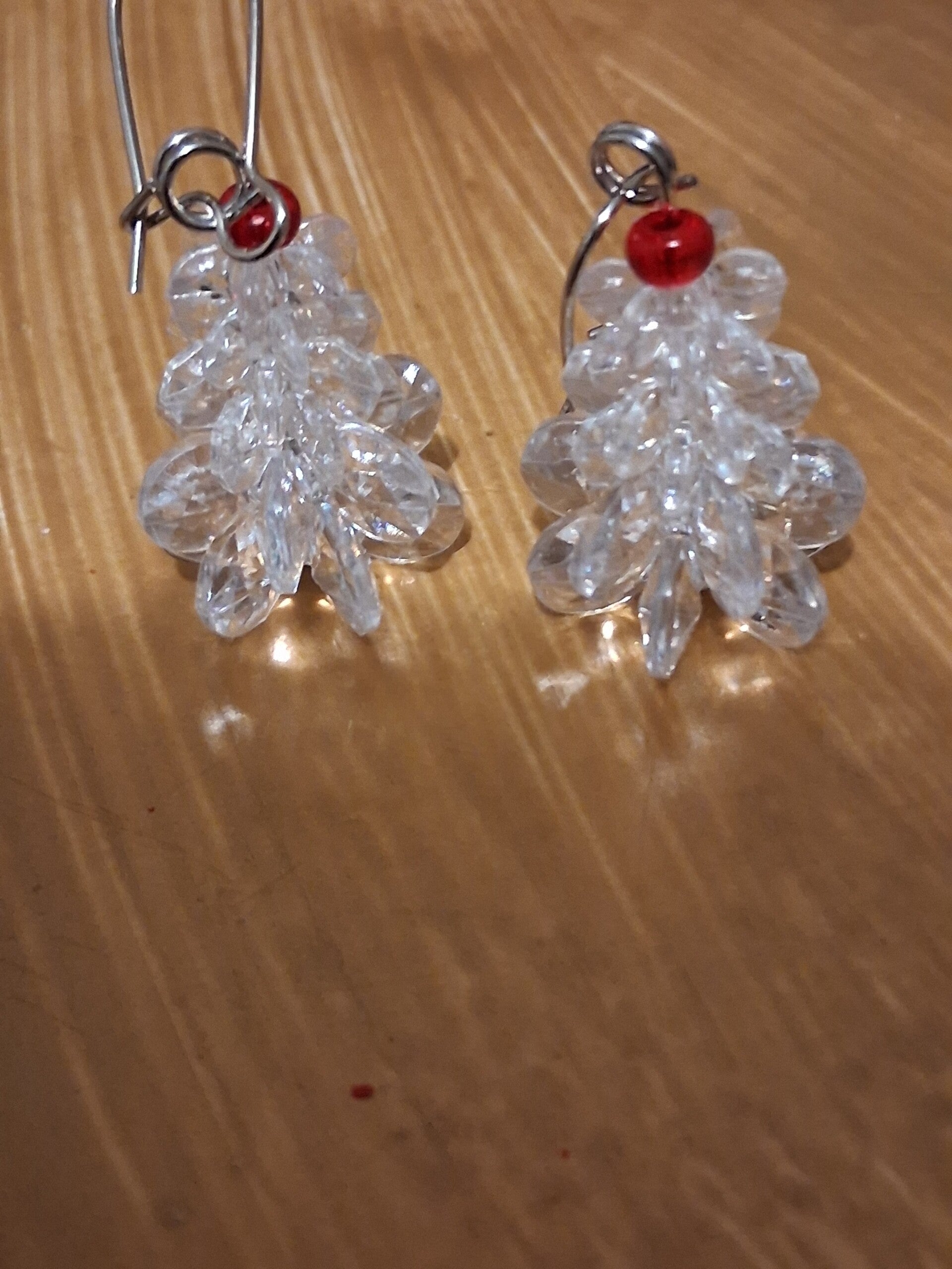 Christmas tree clear earrings