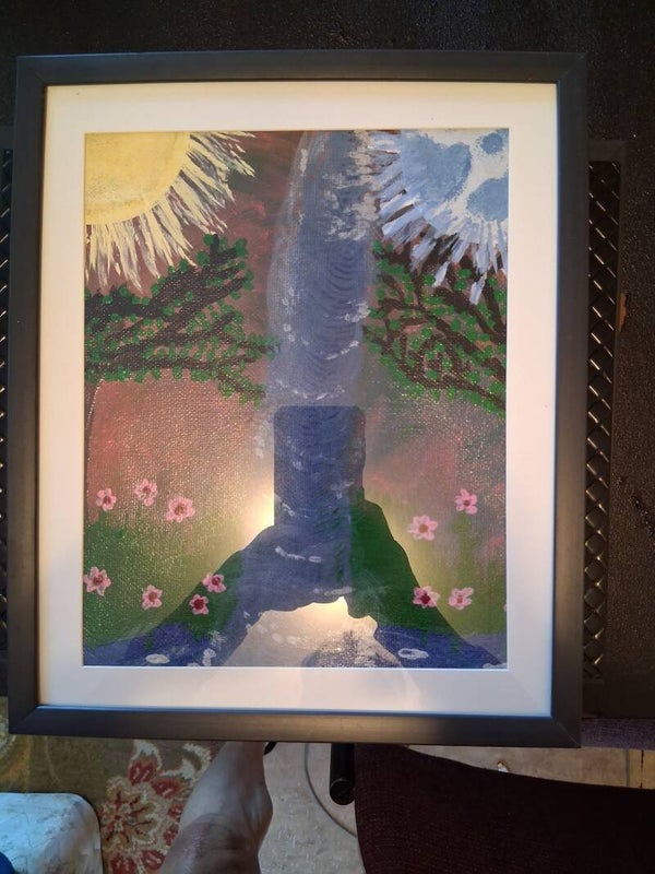Two moons acrylic painting