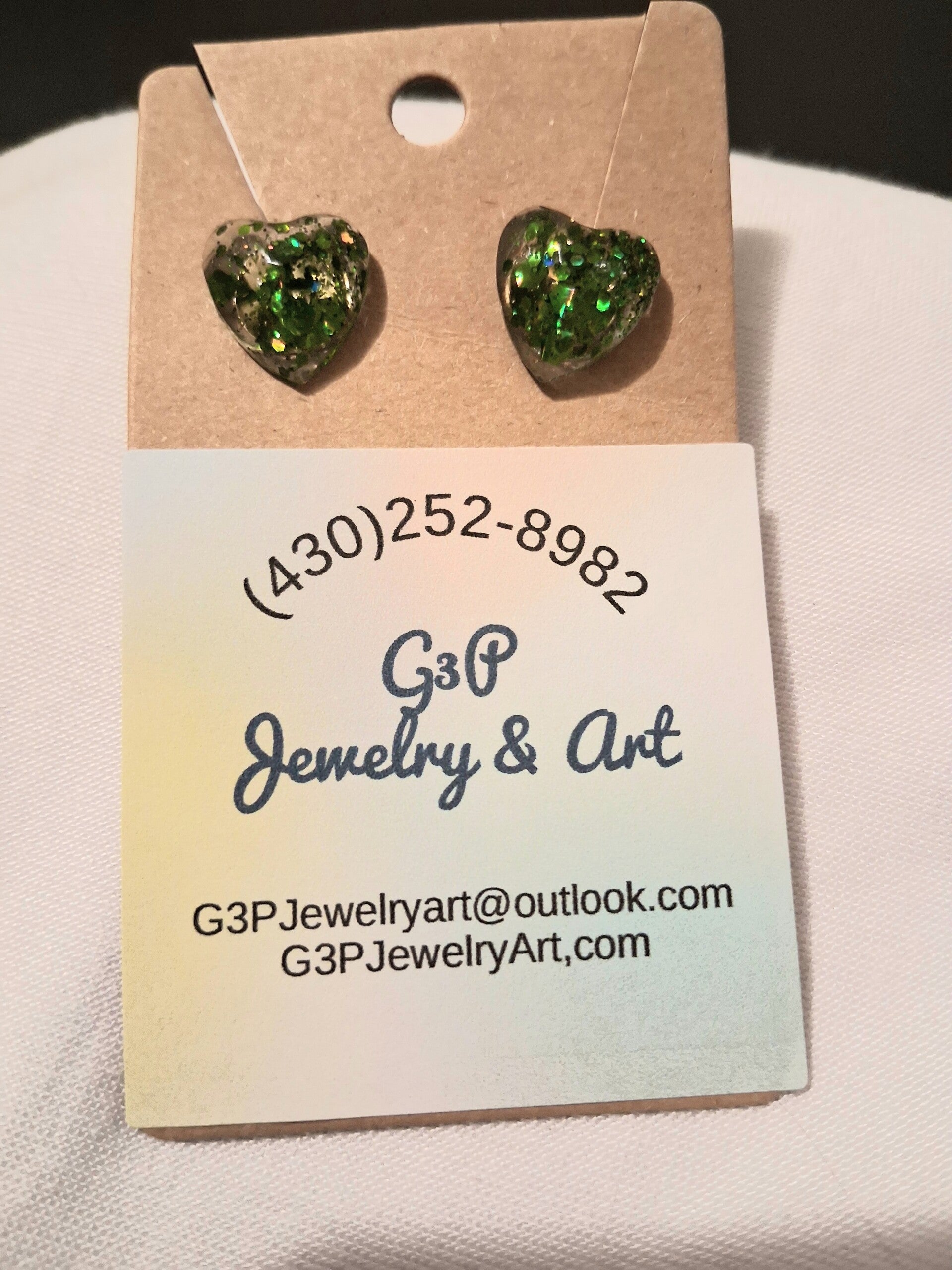 Green Heart Earrings