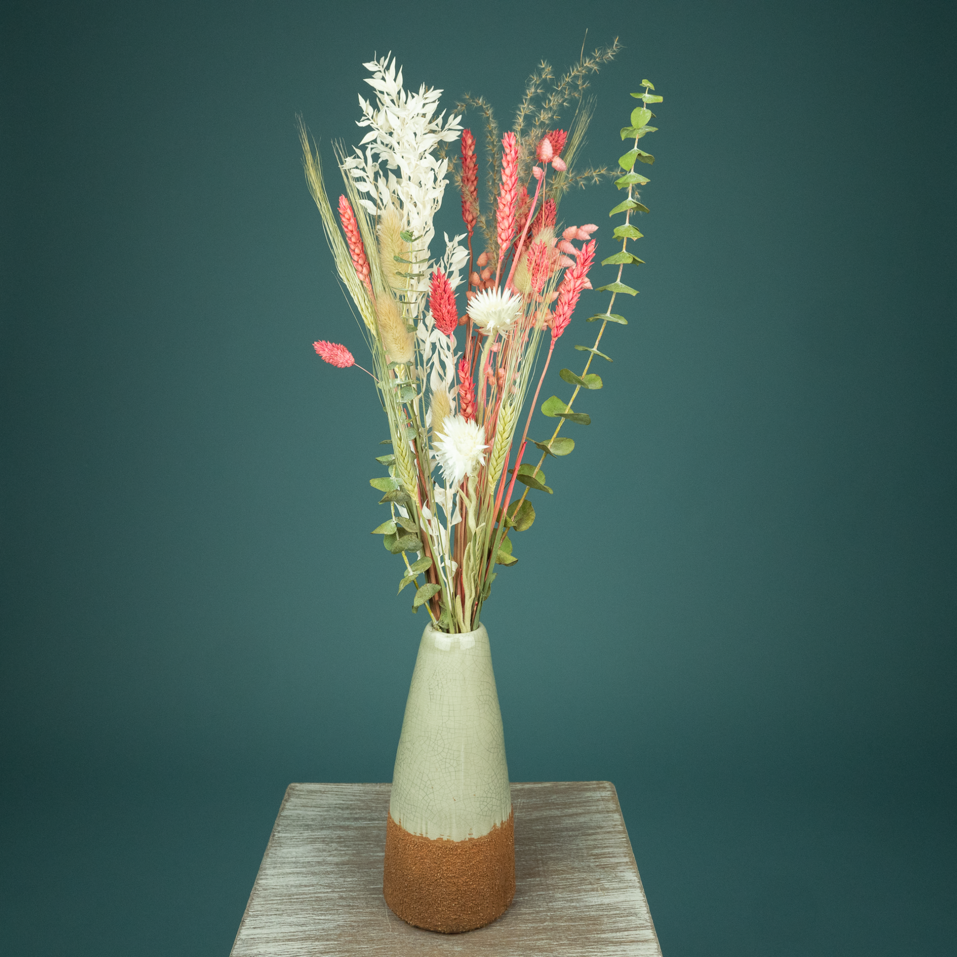 Droogboeket Roze Small met Vaas